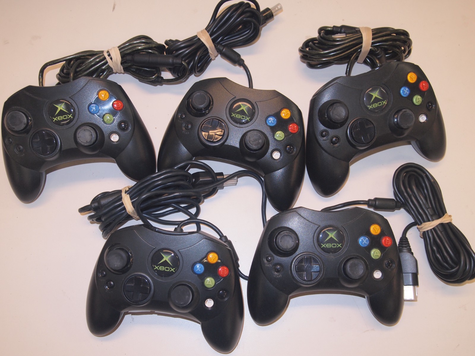 Lot of 5 Authentic OEM Original Xbox S Type Controllers For Parts/Repairs