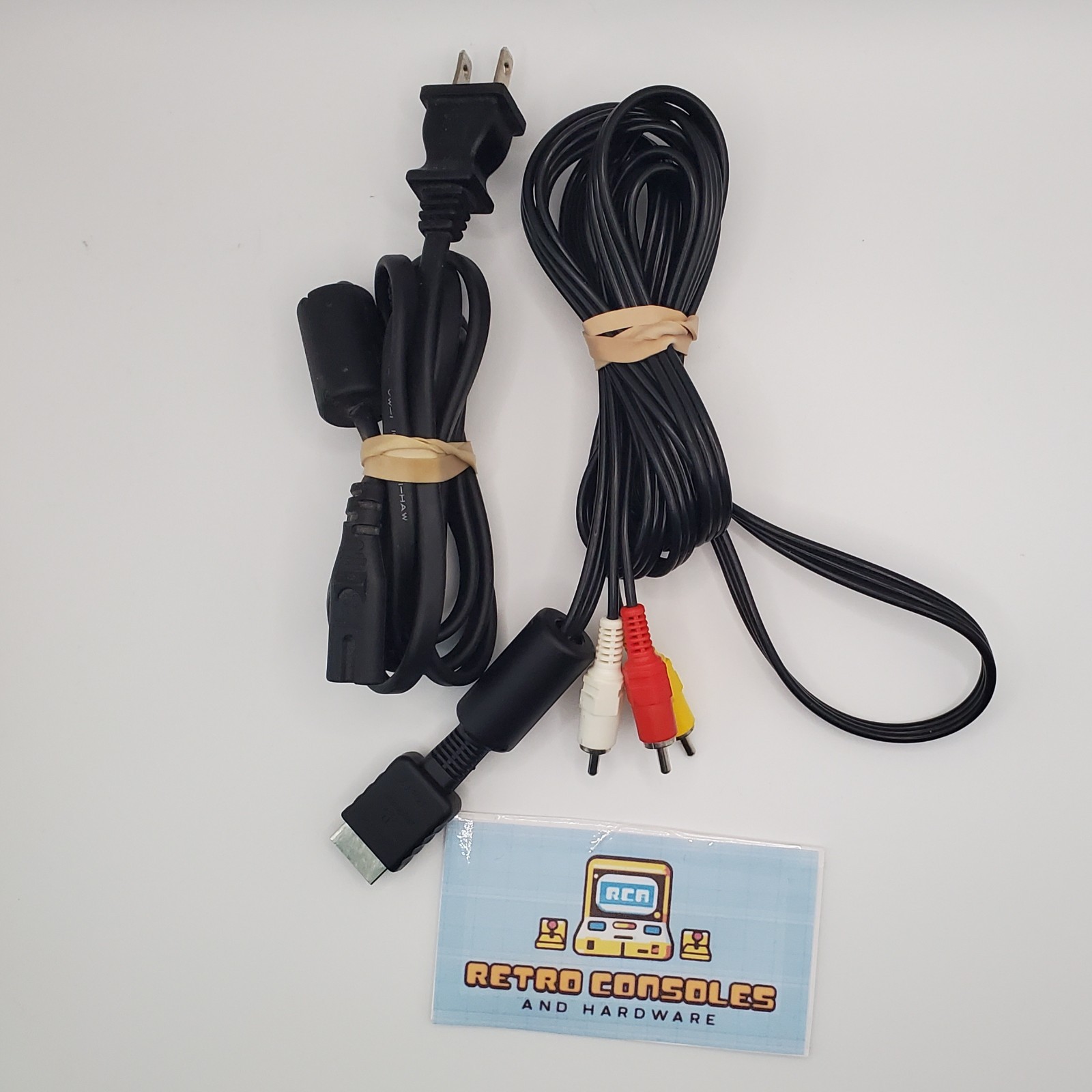 (Sony Playstation 1) AV Cable & AC Power Cord Bundle- cleaned and tested