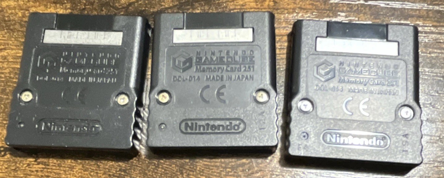 Nintendo GameCube Memory Card DOL-014 Lot of 3 Black OEM Tested Working