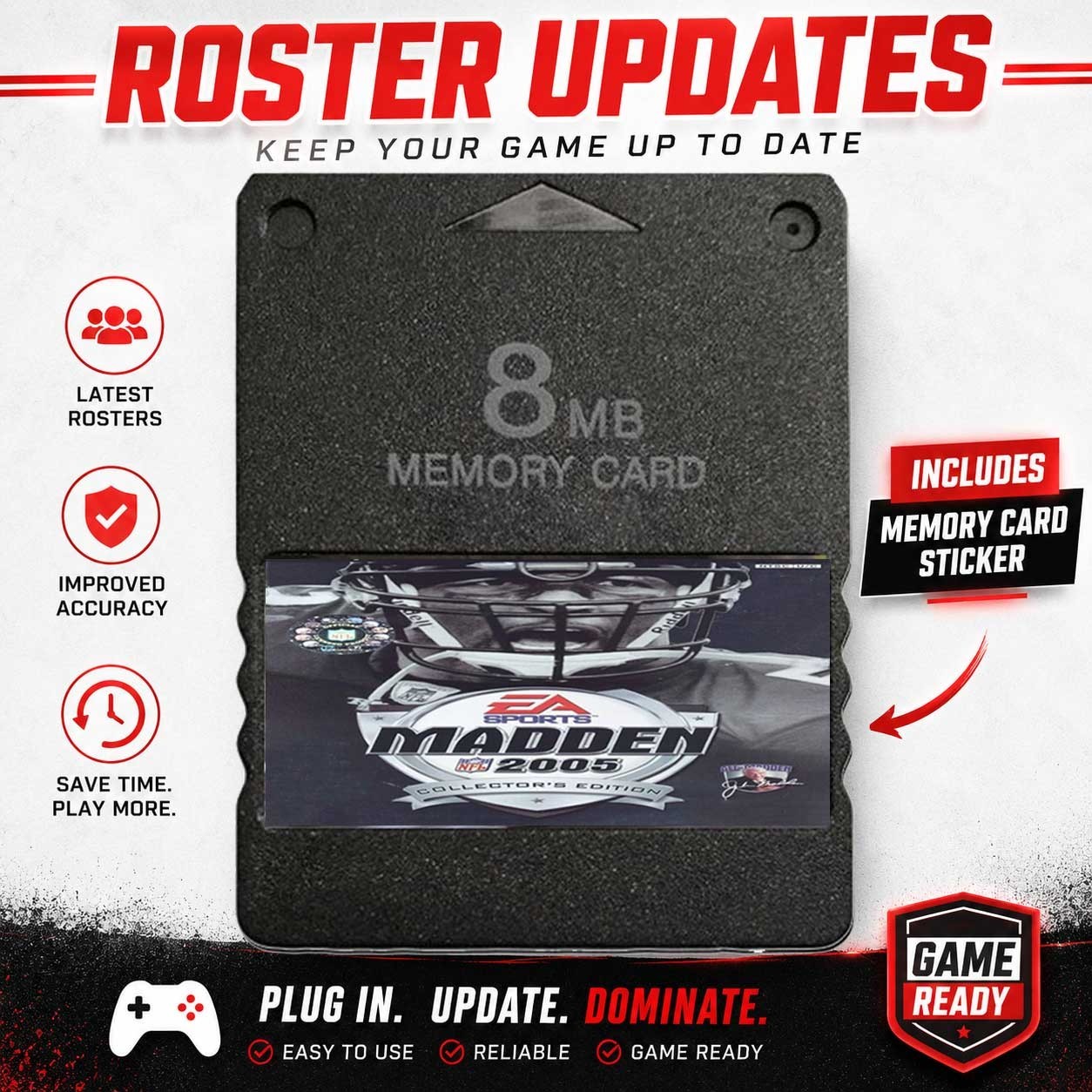 Madden 2005 Collector’s Edition Roster Updates PlayStation 2 PS2 Memory Card