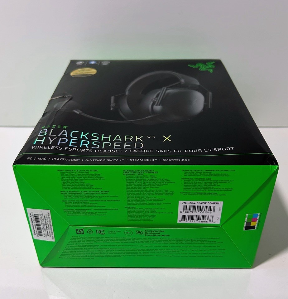 Razer BlackShark V3 X HyperSpeed Gaming Headset for PC Black New Box Damage