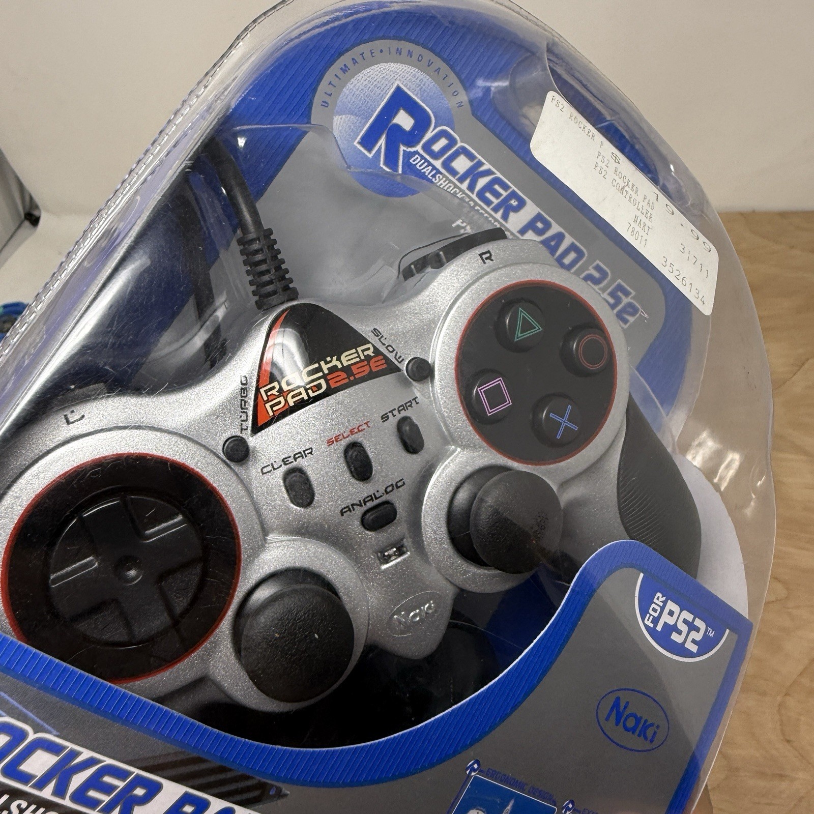 Naki Rocker Pad 2.5 E Wired Grey Controller Plays PS2 PS1 PsOne Retro Gaming New