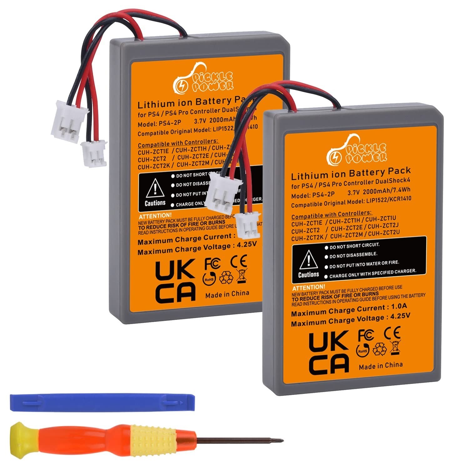 2 Pack 2000mAh PS4 Controller Battery Replacement for Sony PS4/P…
