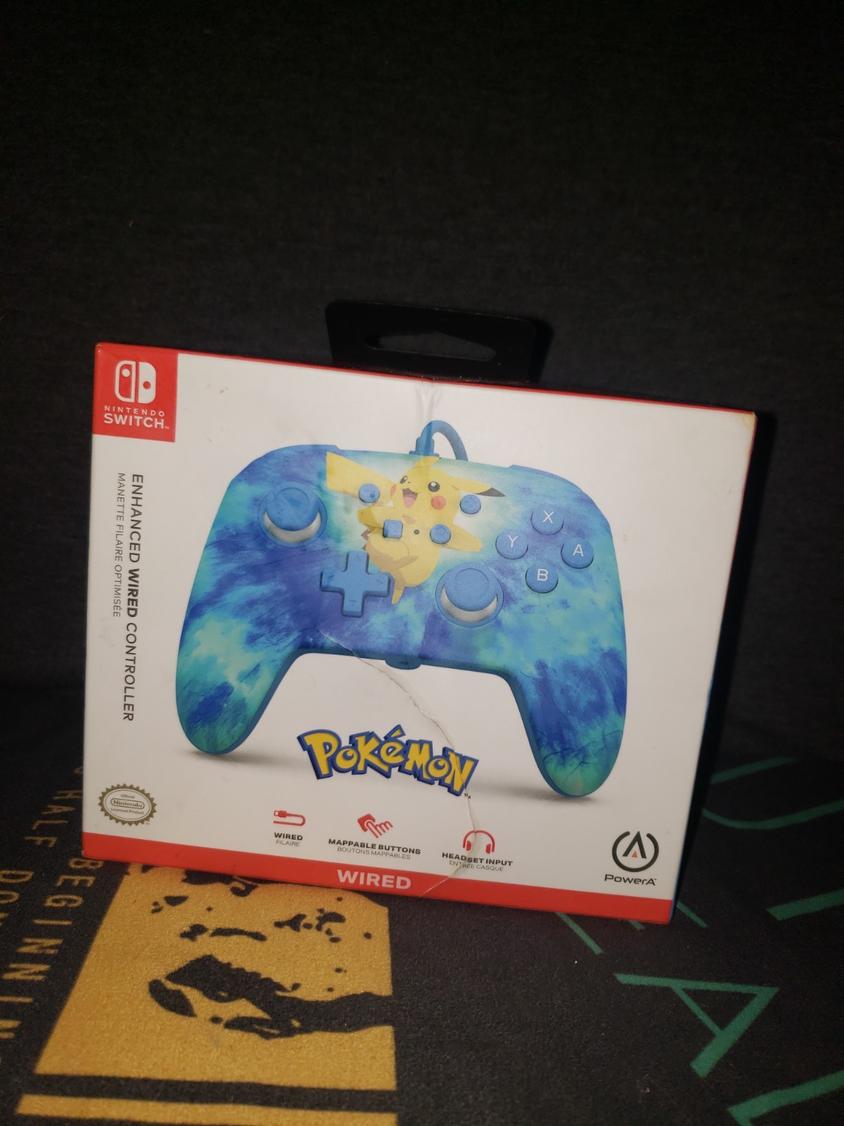 Pikachu Power A Wired Nintendo Switch Controller Tie-Dye Pikachu Ocean Blue