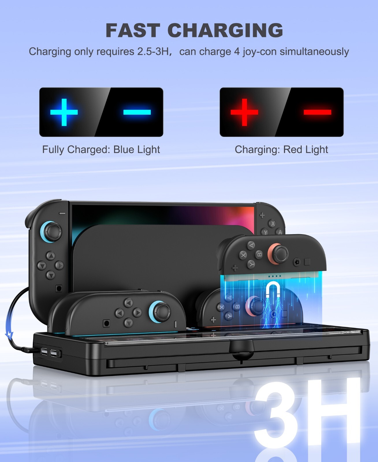 4 in 1 Charging Dock Station for Switch 2 Joy-Con Controller Charger Storage