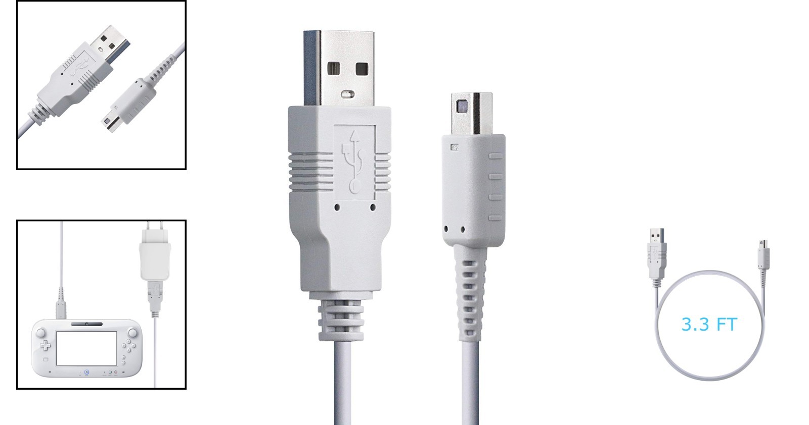Durable USB Charger Cable for Wii U Gamepad – 100 cm Tangle-Free Replacement