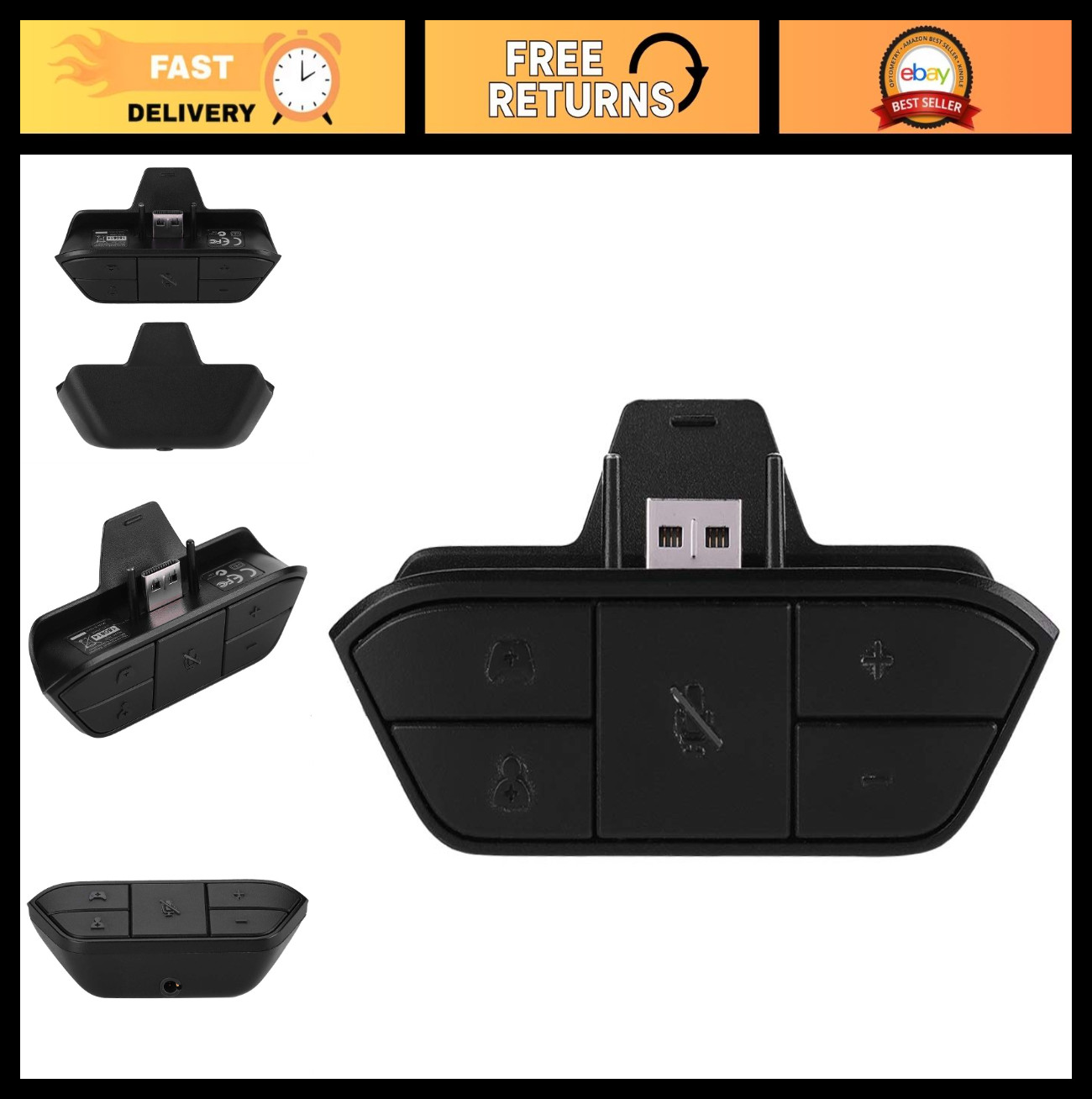 Stereo Headset Adapter for Game Controller – 3.5mm Audio Jack Headphone Converte