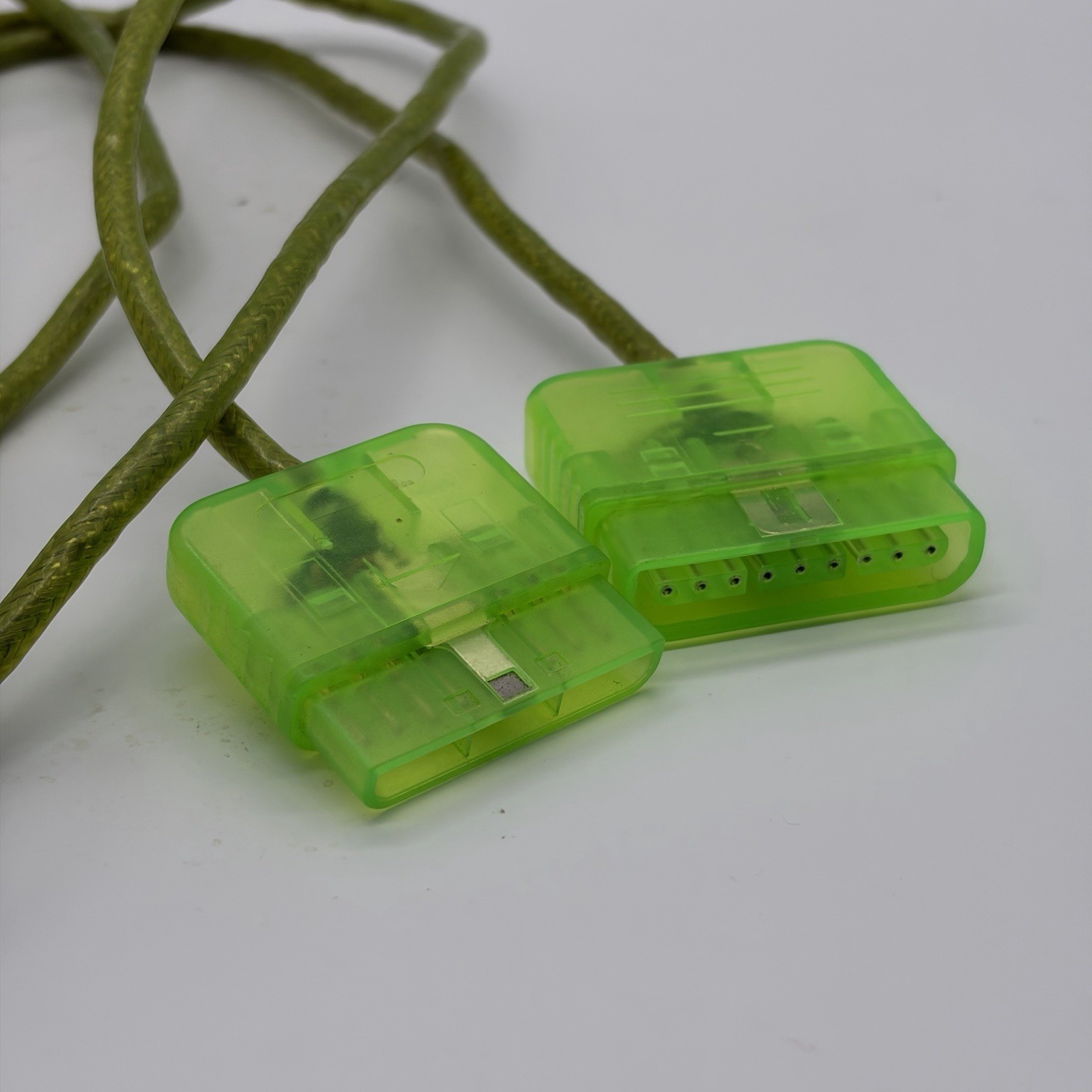 Neon Green PlayStation PS1 Controller Extension Cable 7ft TESTED & WORKING