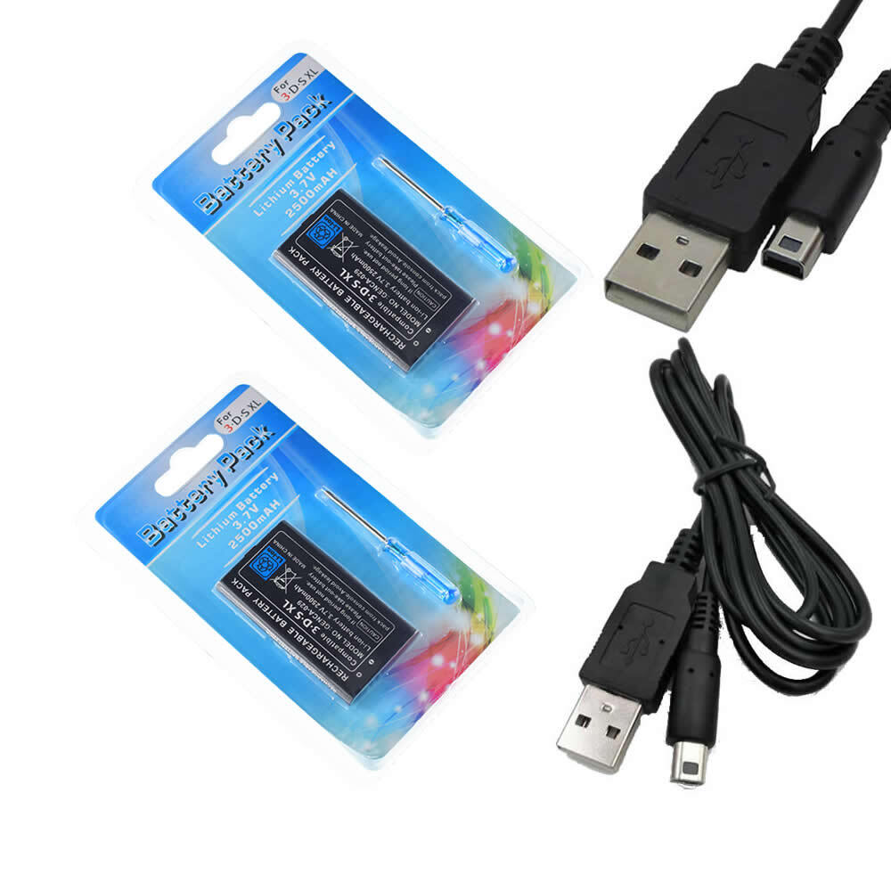 2x Replacement SPR-003 Battery For Nintendo 3DS LL /NEW 3DS XL & Charger Cable