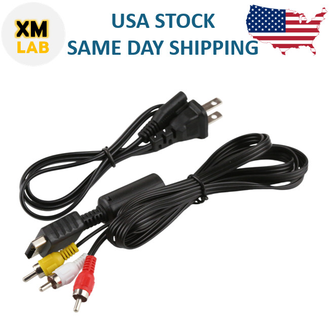 Audio AV RCA+AC Cable Power Supply Adapter Cord For Sony Playstation 1/2 PS2 FAT
