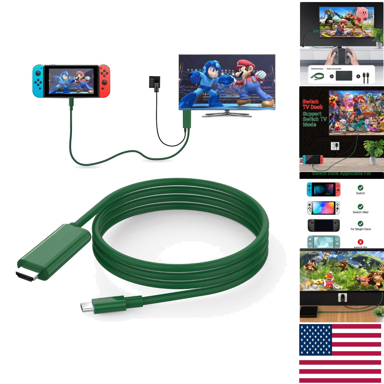 Versatile 6FT USB-C to HDMI Switch Dock for Nintendo & iPhones – 100W Power