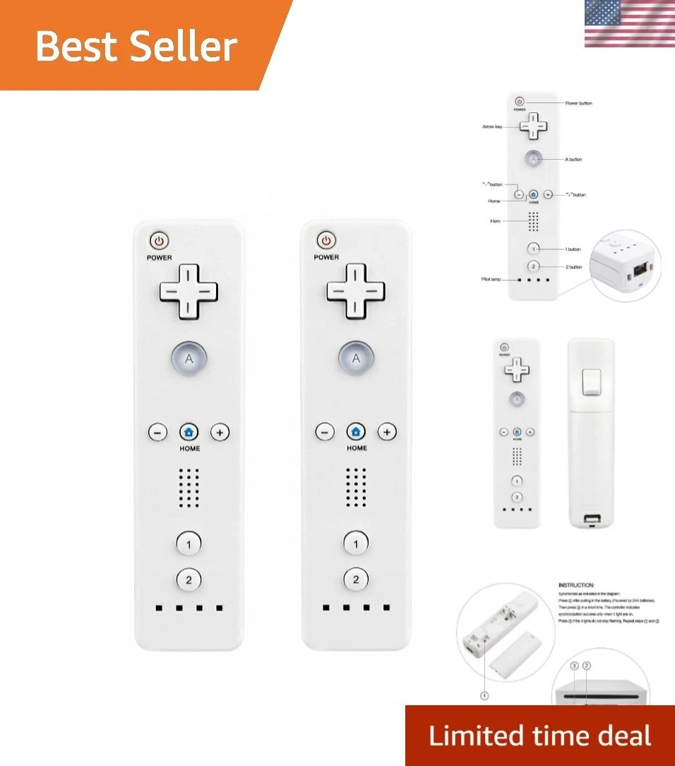 Wii Remote Controller 2 Pack for Wii & Wii U, Wireless Replacement Gamepads