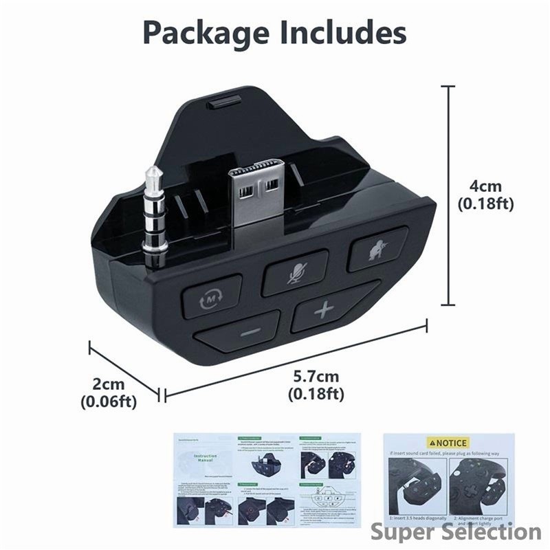 Gaming Headset Adapter 3.5mm Jack With Volume Control For Console Controllers