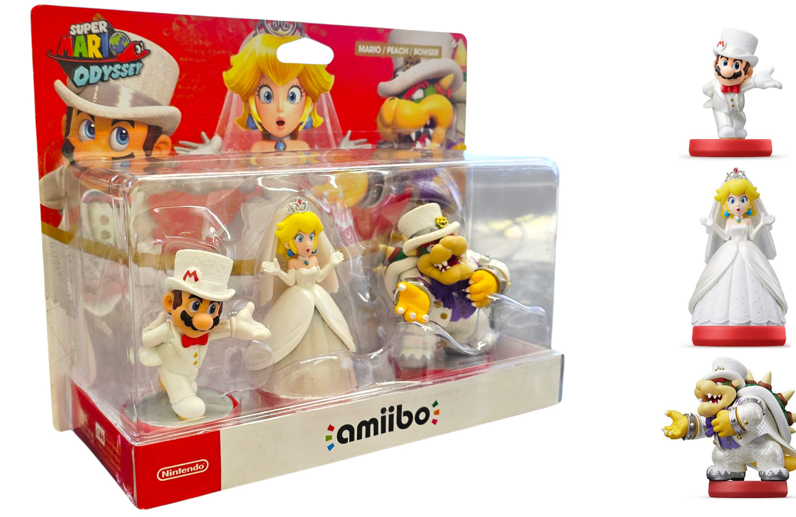 NEW Nintendo Super Mario Odyssey Wedding amiibo 3-Pack – Mario Peach Bowser
