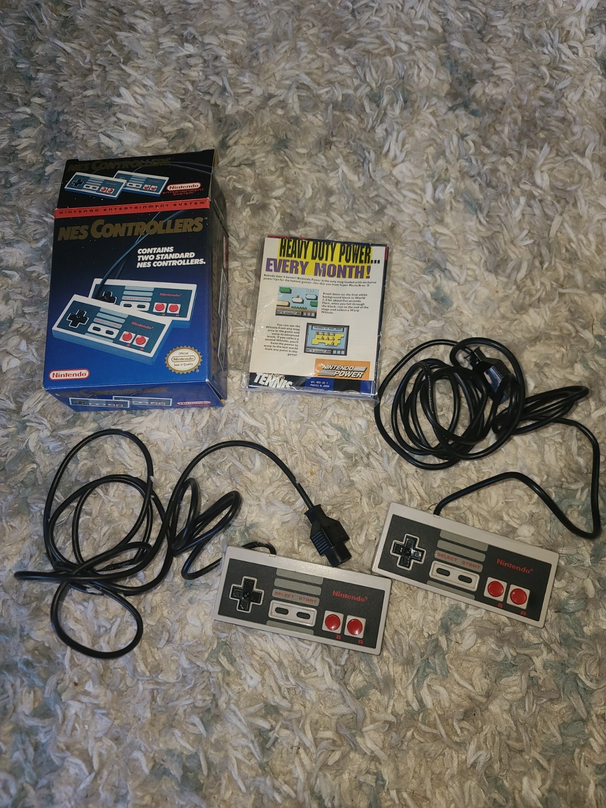 2 Official Controllers In Box Nintendo Nes OEM 1990 *cigarette smoke*