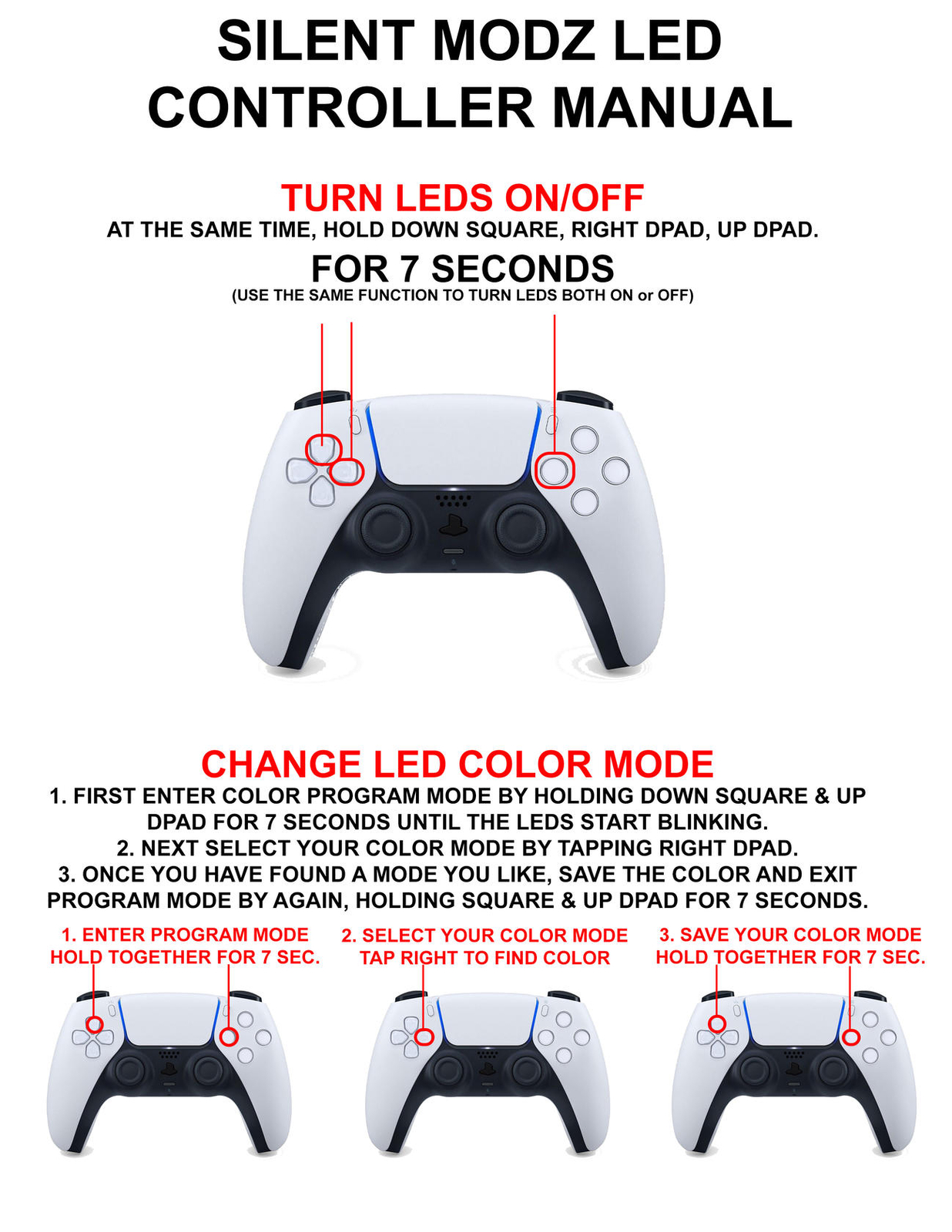 Blue Chrome Silent Modz LED Light Up Buttons Wireless Custom Controller for PS5