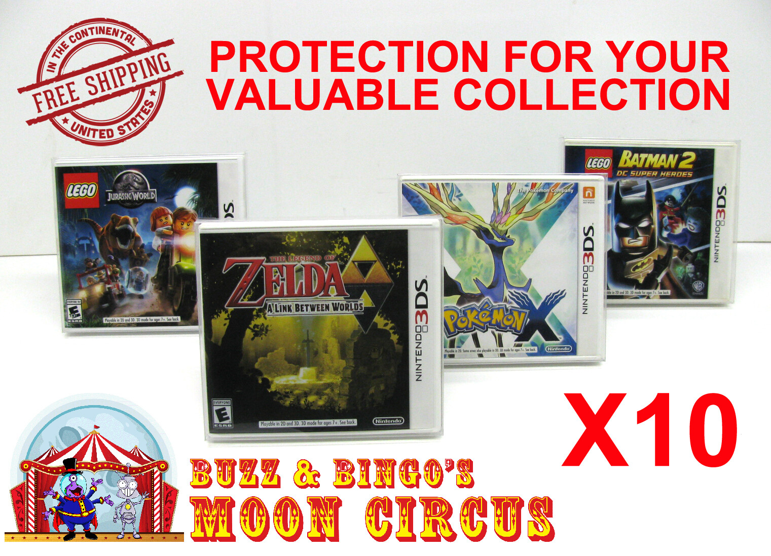 10x NINTENDO 3DS CIB GAME BOX – CLEAR PROTECTIVE BOX PROTECTOR SLEEVE CASE