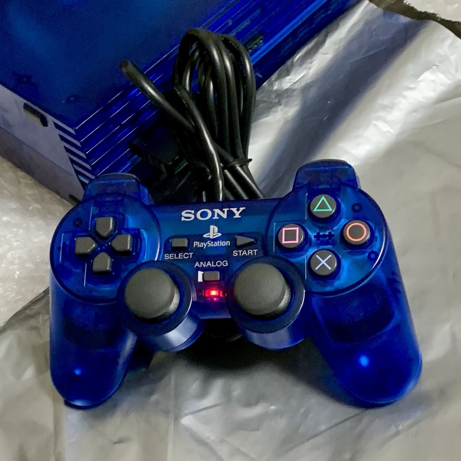 PlayStation PS2 Ocean Blue Controller DualShock2 OEM SCPH-10010 – CLEAN