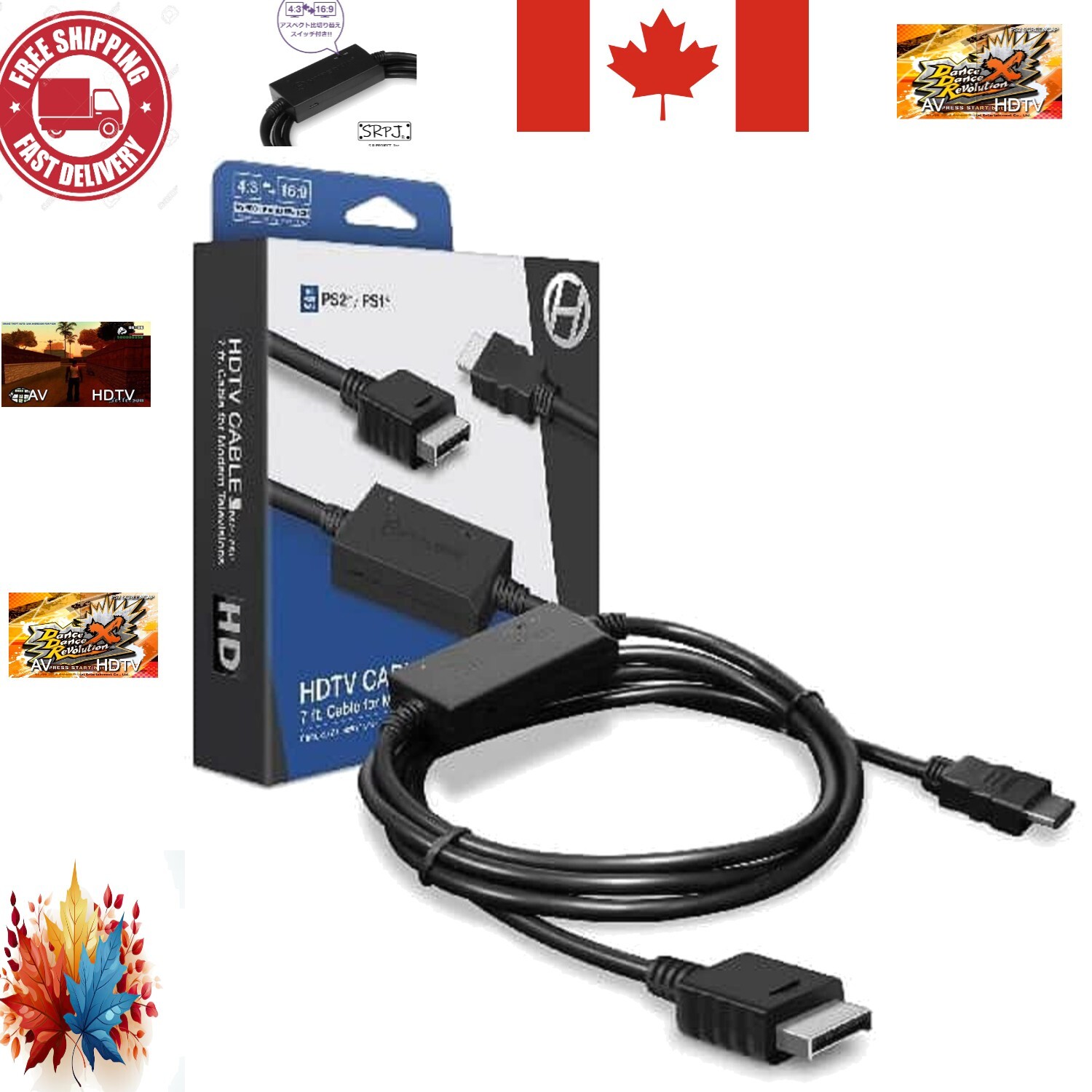 7 ft. HDTV Cable with 6 ft. Micro Cable for PS2/PS1 – Ultimate Gaming Setup