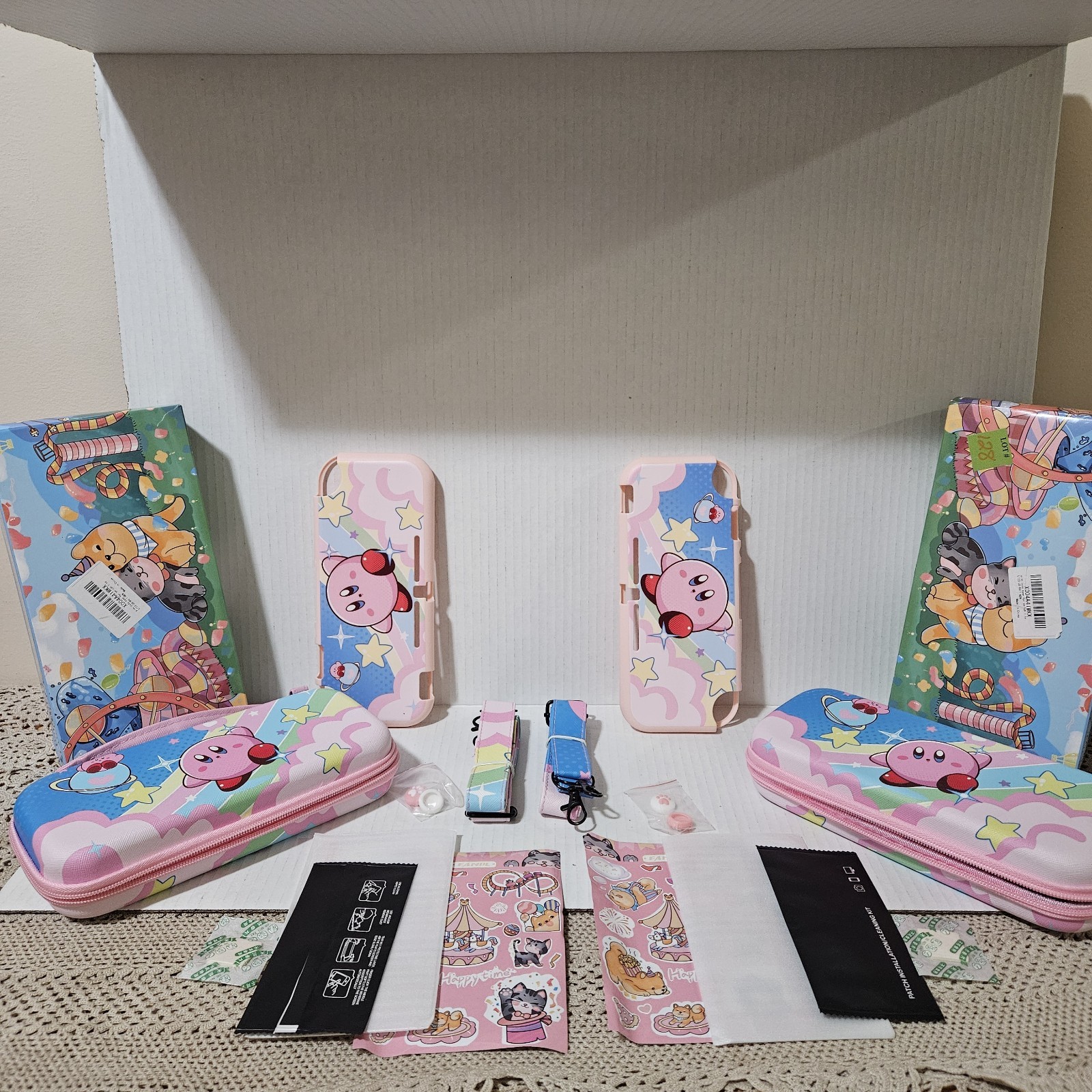 Lot 2 KIRBY Nintendo Switch Hard Carry Case Unbranded w/Accessories Pink NEW
