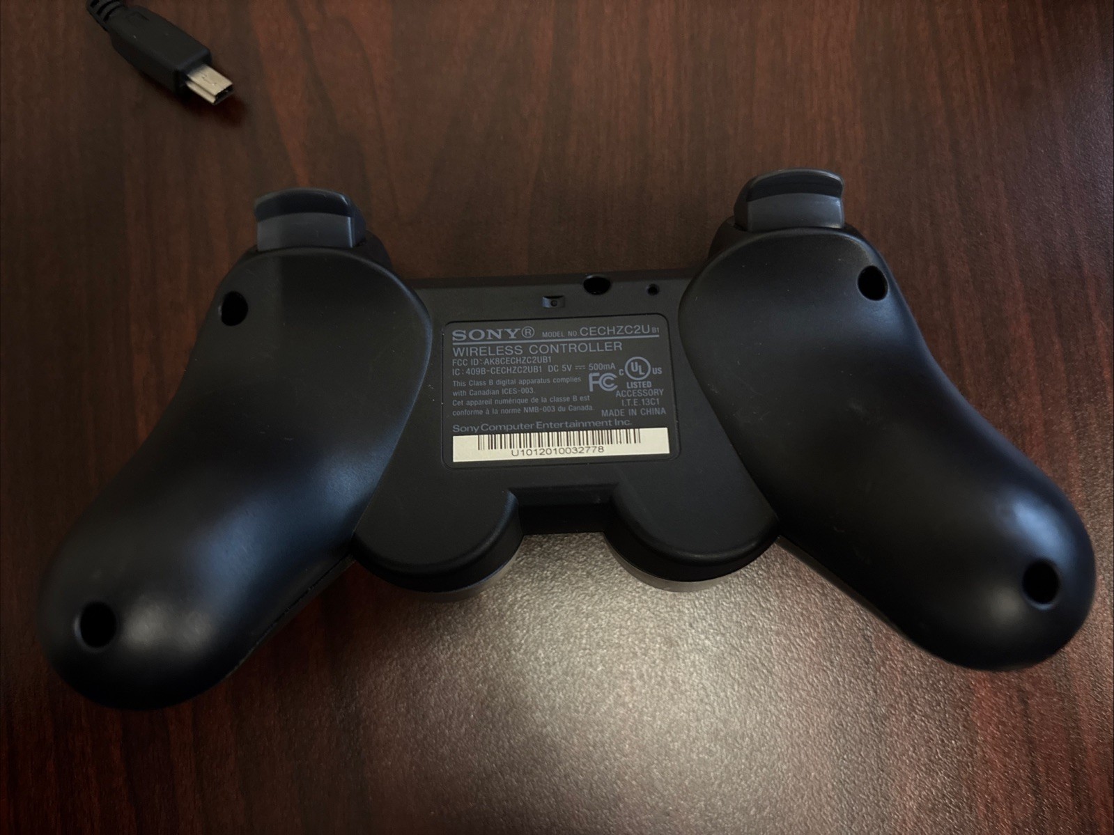 Sony PS3 Dualshock Controller Black 1 Ft Charging Cable (For Parts Not Working)