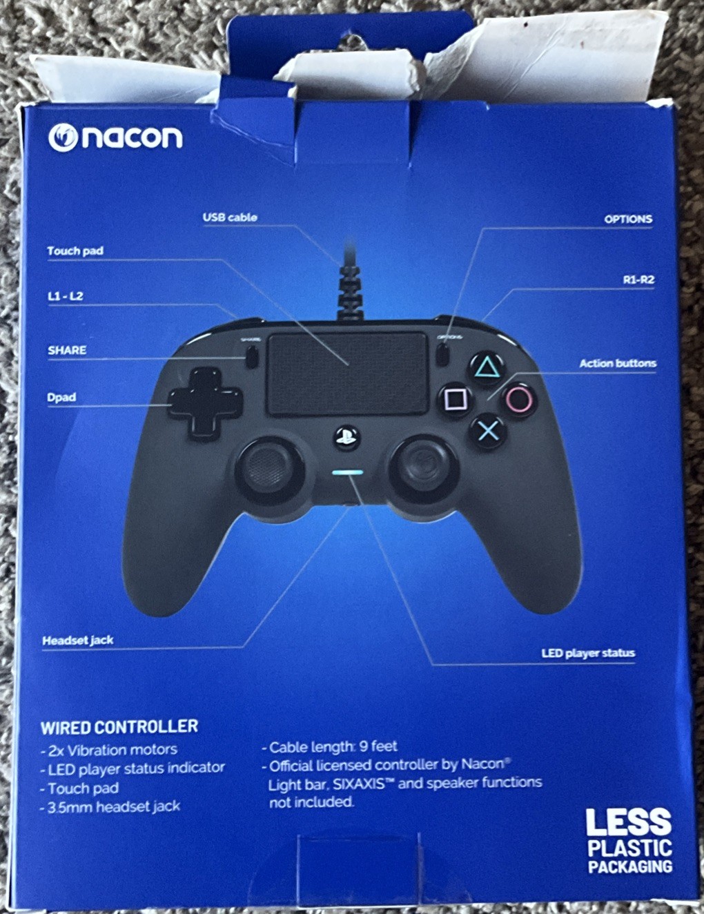 Sony PlayStation 4 – Nacon Wired Controller for PlayStation 4 PS4 CIB TESTED