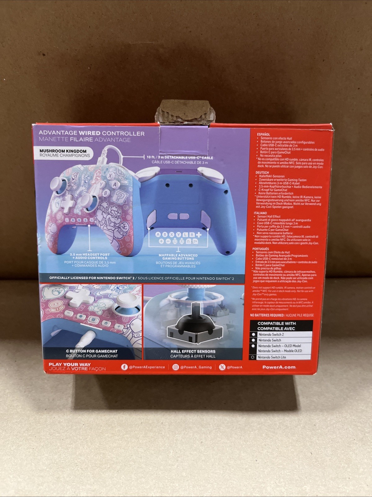 PowerA Advantage Wired Controller for Nintendo Switch 2 Mushroom Kingdom