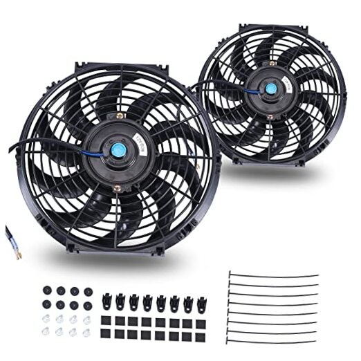 12 Inch Universal Slim Fan Push Pull Electric Radiator 12V – 2pcs Black