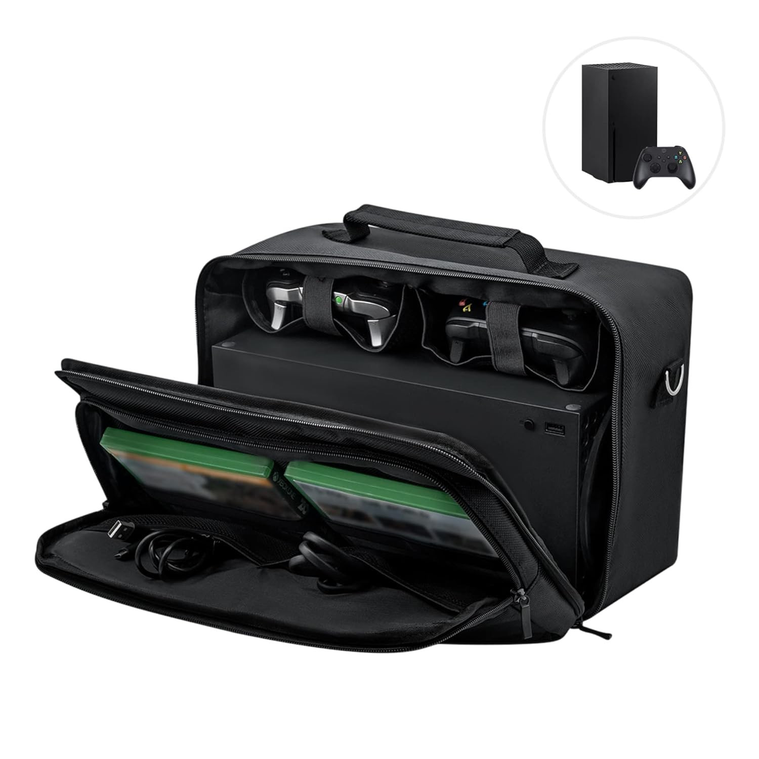Travel Carrying Bag for Xbox Series X Console Controllers Accessories Nylon Case