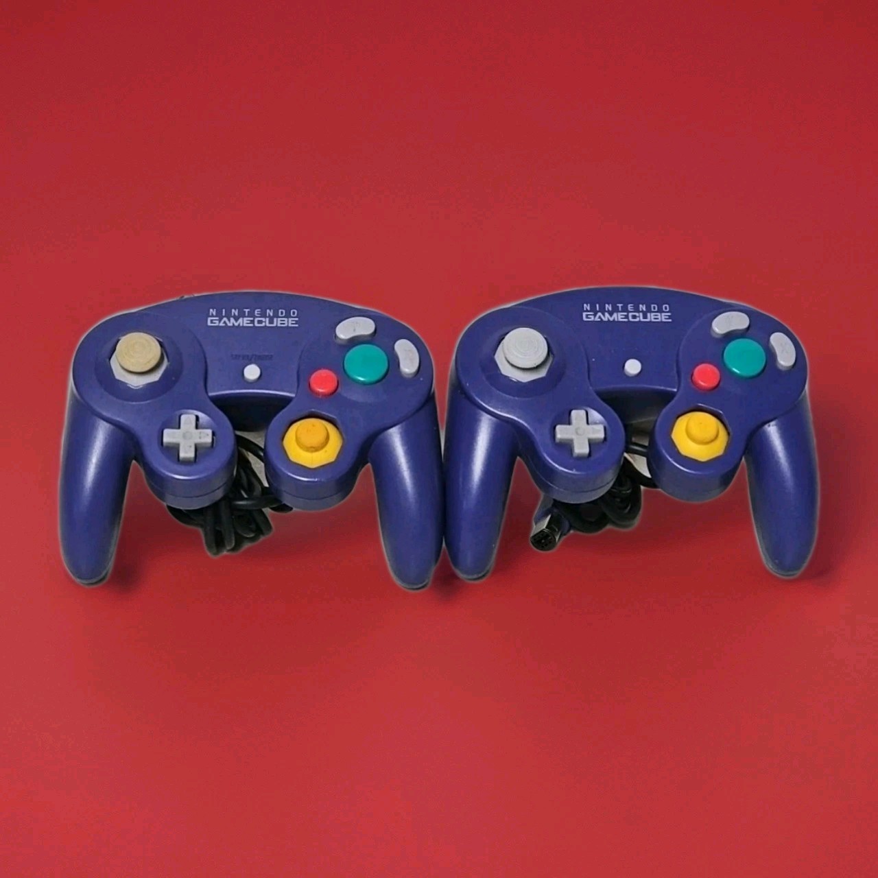 Lot of 2 Genuine OEM Nintendo GameCube Controller DOL-003 Indigo Purple Tested
