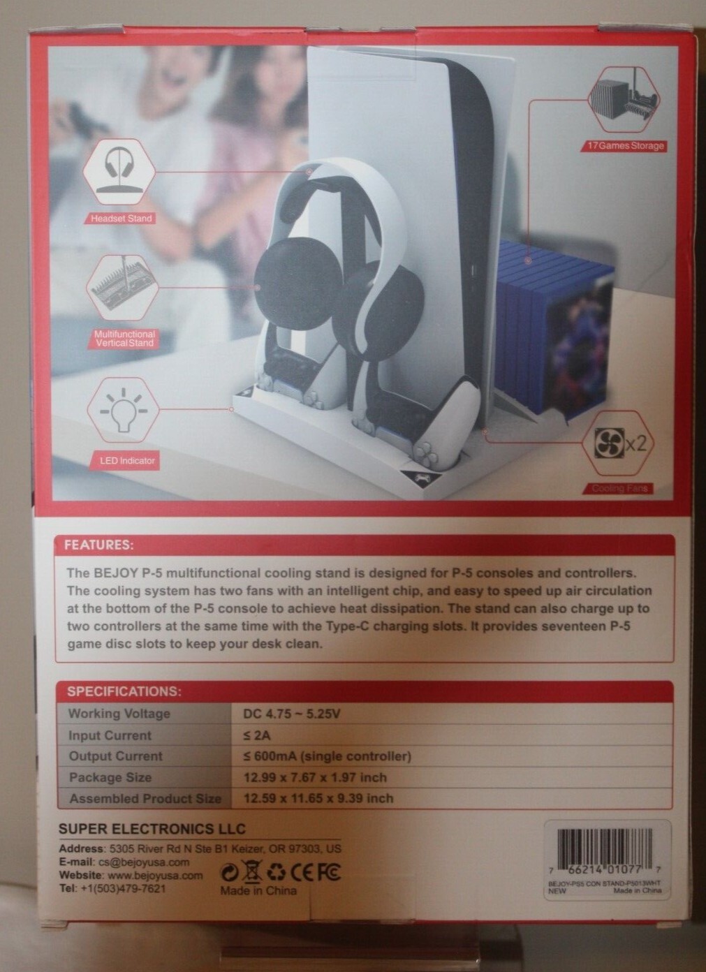BEJOY Vertical Cooling Fans Stand for PS5 / PS5 Digital Edition
