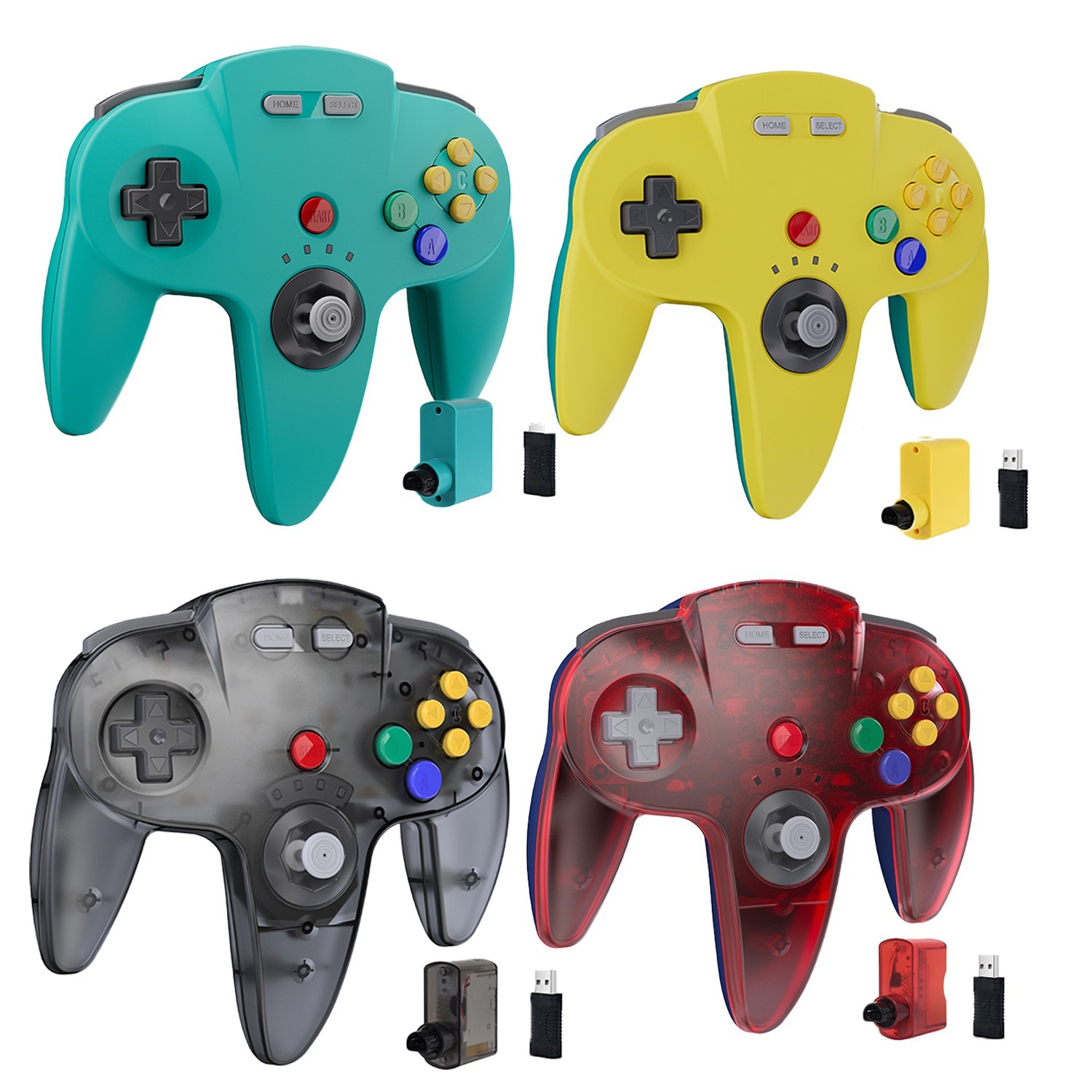 Wireless N64 Controller Gamepad & Adapter with Rumble Pak for Nintendo 64 System