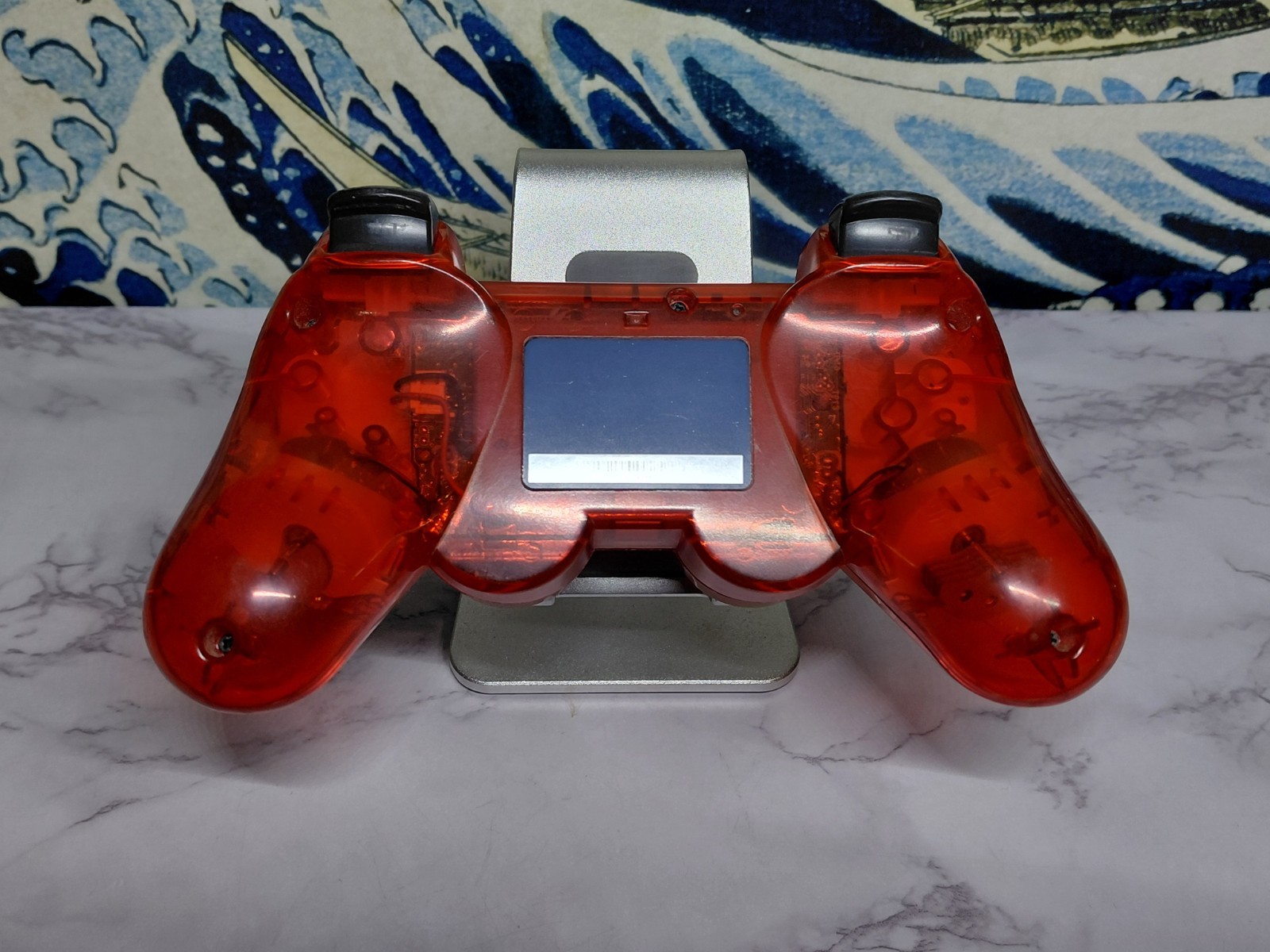 PlayStation 3 Crystal Red Clear PS3 Controller DualShock 3 Tested & Working