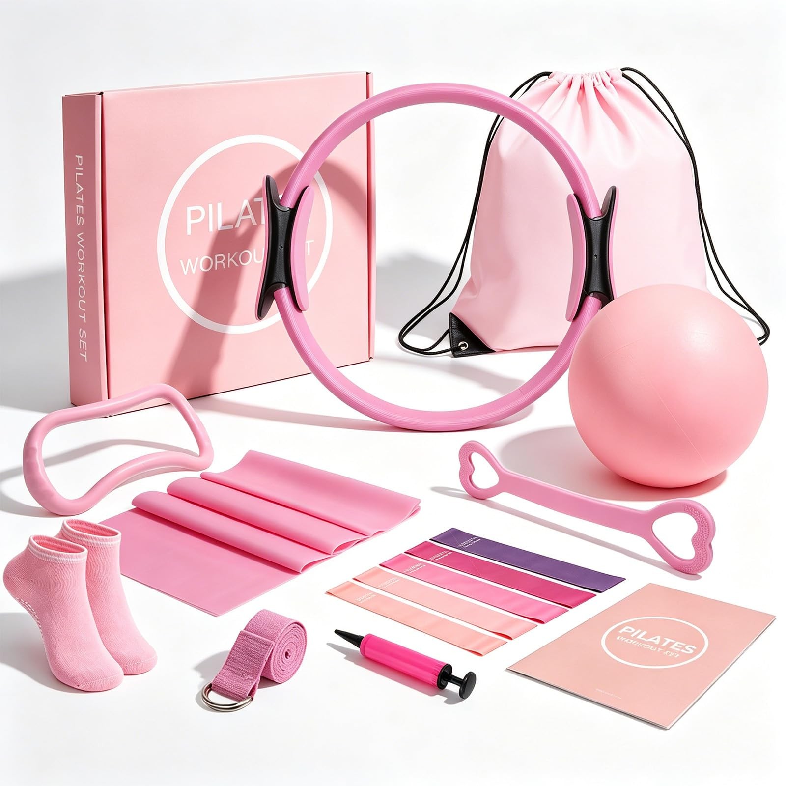 13-Piece Pilates Kit for Women – Complete Home Pilates Equipment Set with Rin…