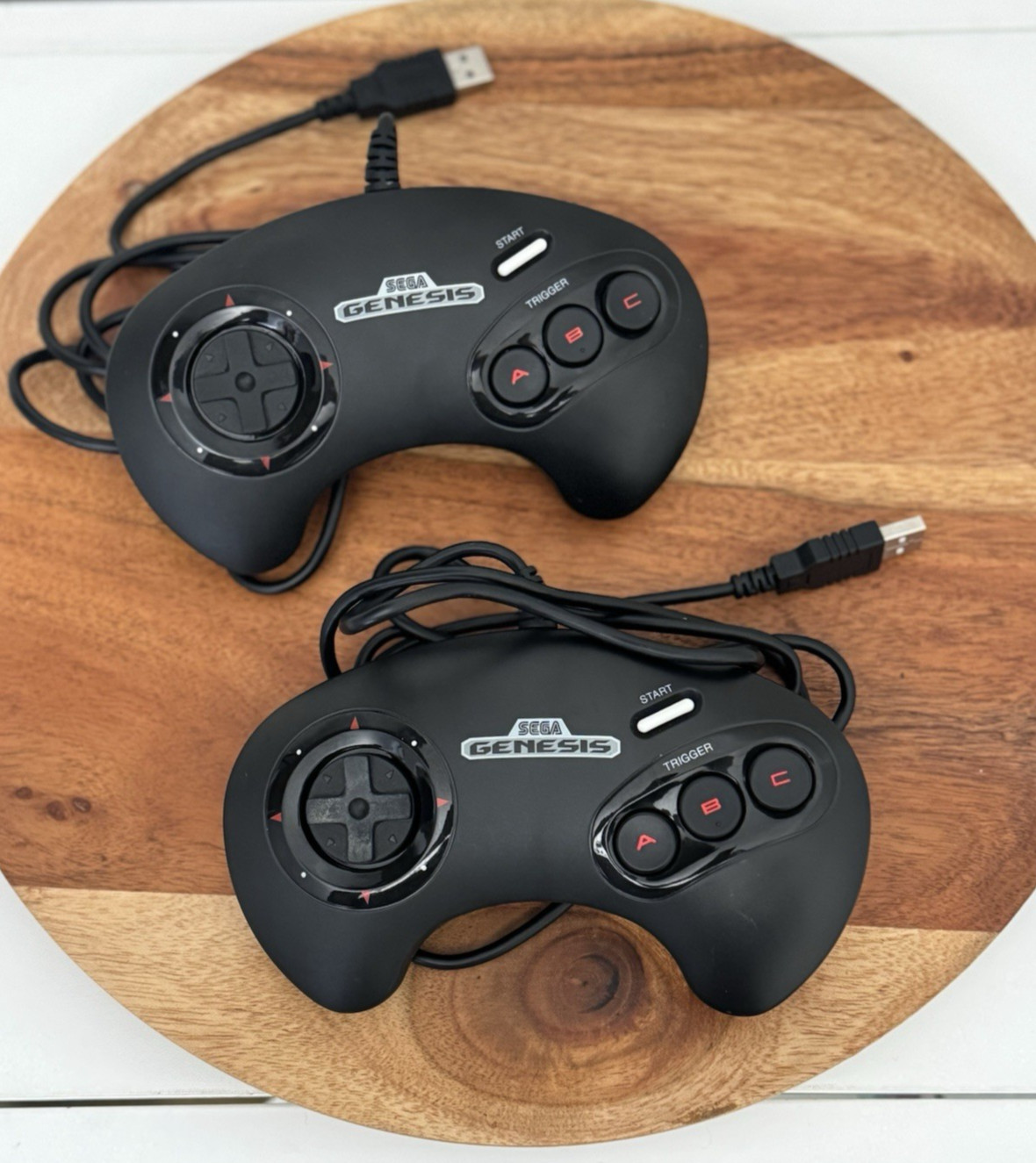 Sega Genesis Classic Mini USB Wired Lot of 2 OEM Controllers (Model: MK-16500)