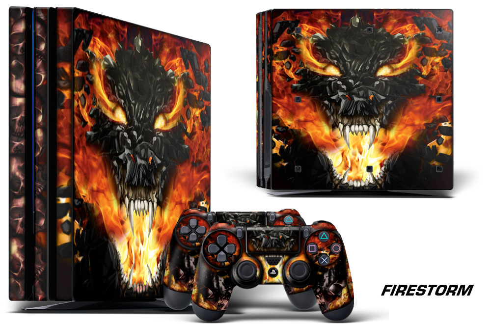 Skin Decal Wrap For PS4 PRO Playstation 4 Pro Console + Controller Stickers FIRE