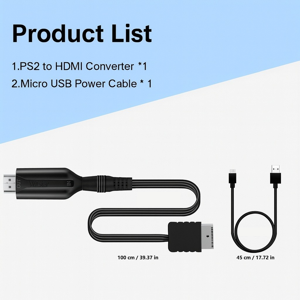 PS2 to HDMI Converter Cable Adapter 1080P Compatible with Sony PlayStation 2