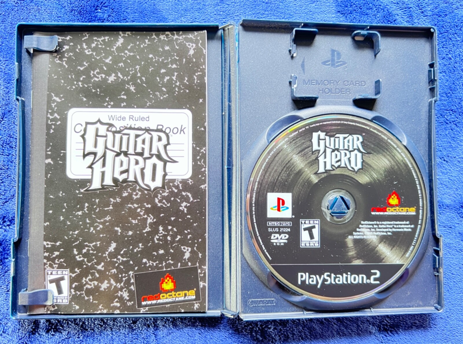 New PlayStation 2 Red Octane Wireless Guitar Hero II and Game with 3 Used Games