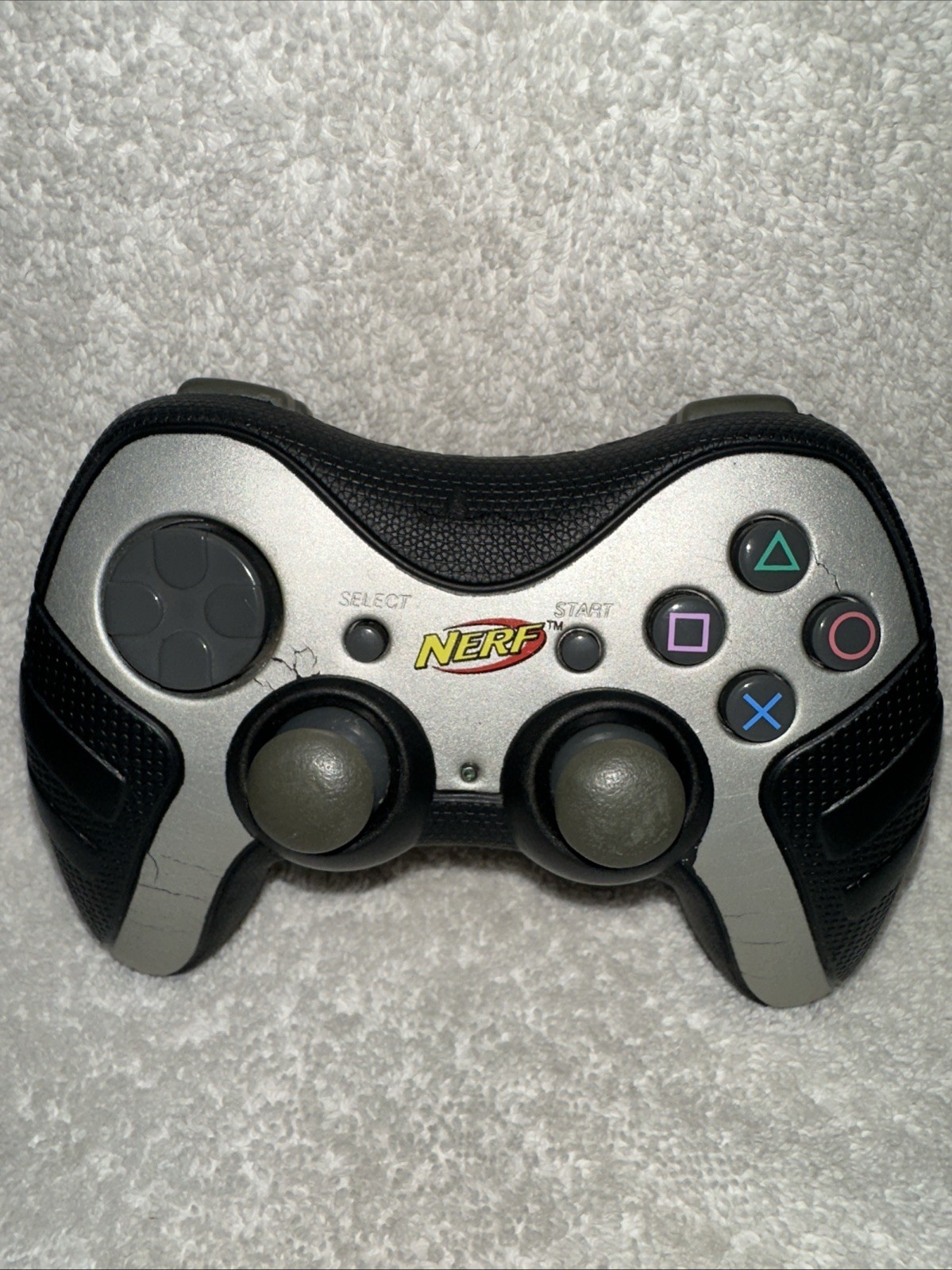 Playstation PS2 Wireless Nerf Black/ Silver Controller Pelican & Dongle TESTED