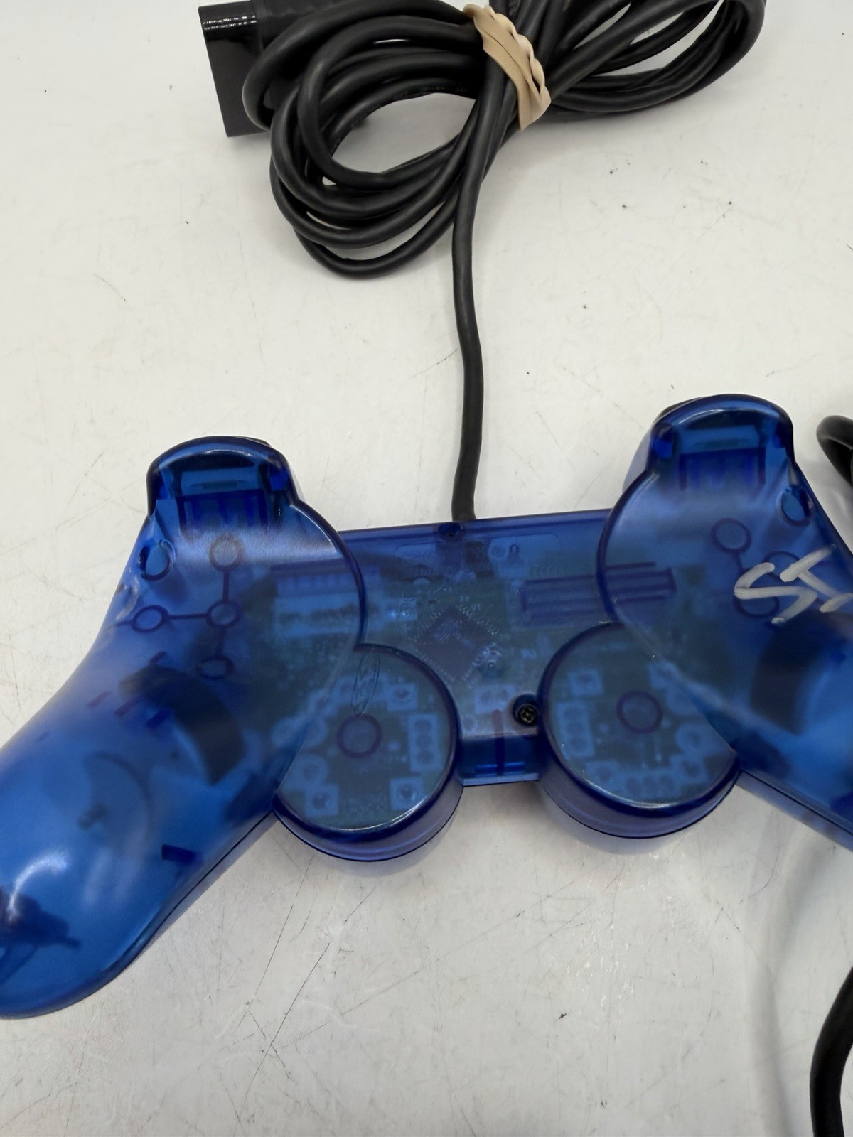 Sony PlayStation 2 PS2 Blue Clear Controllers Lot Of 2 DualShock OEM Untested