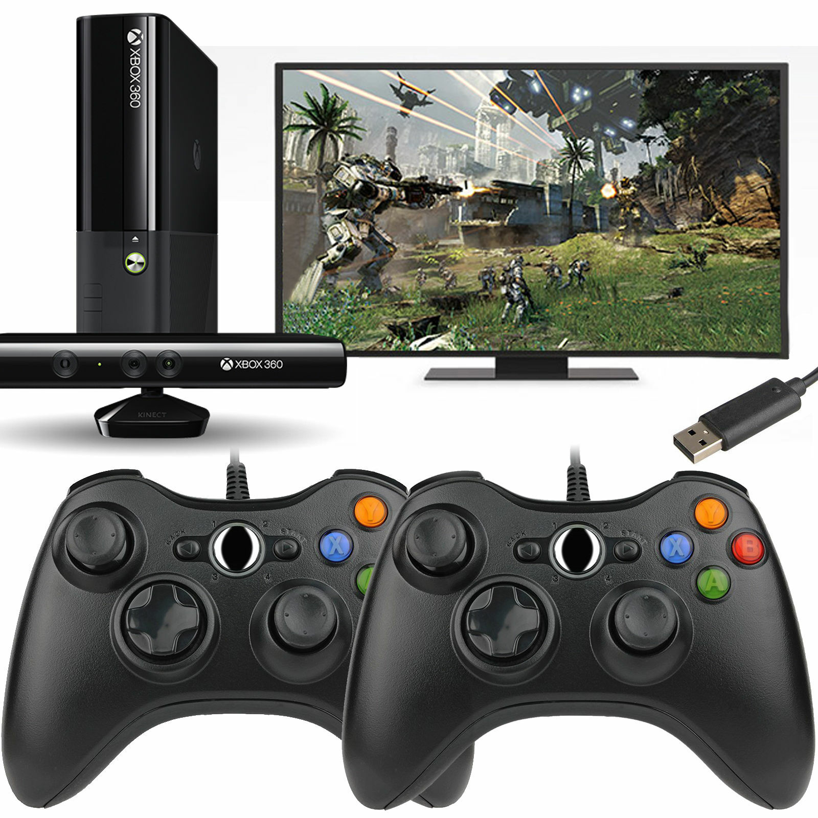 2 Pack USB Game Pad Controller For Microsoft Xbox 360 Console PC Windows XP 8 10