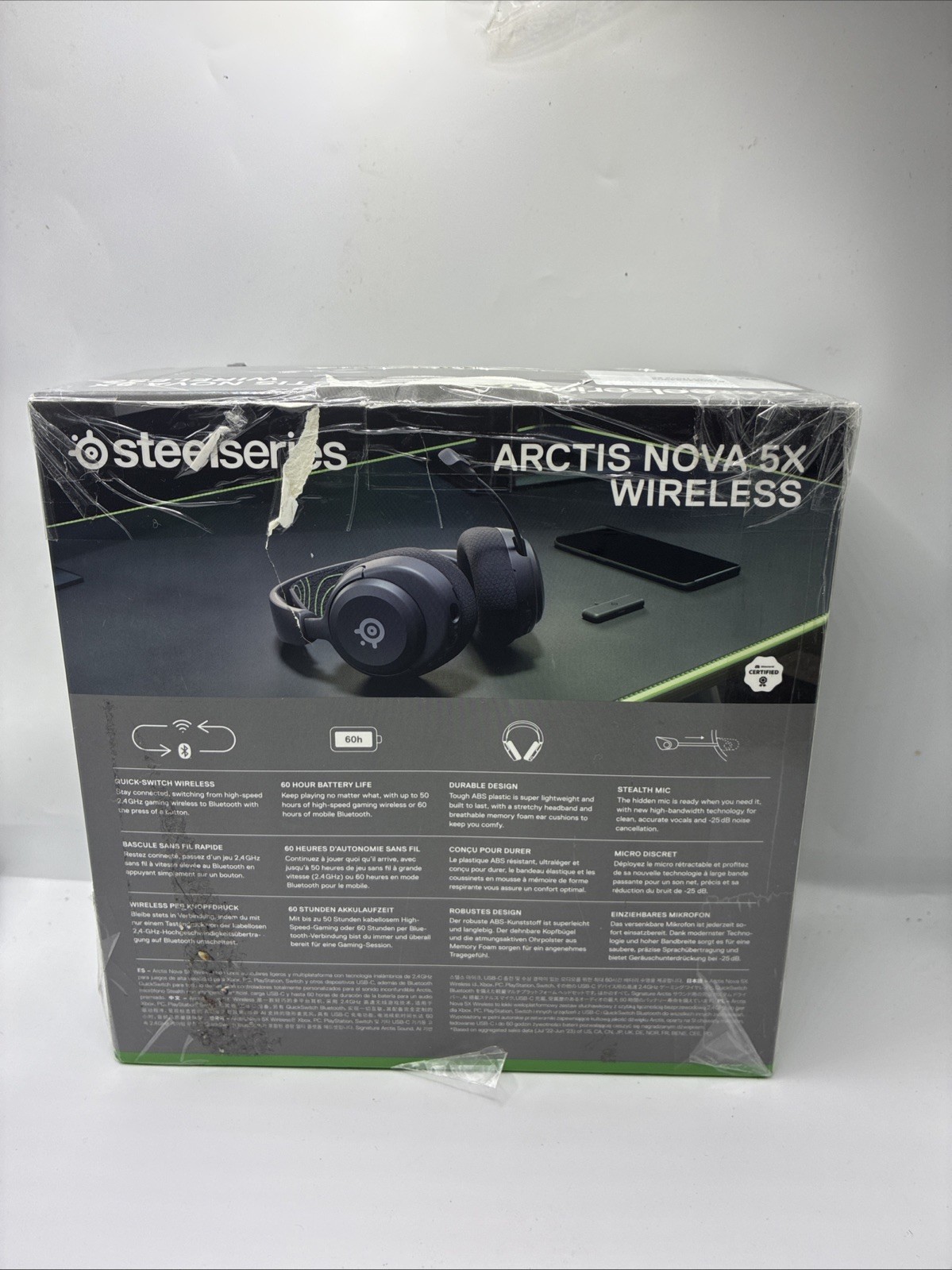 SteelSeries Arctis Nova 5X Wireless Xbox/PC Headset Bluetooth USB-C Mic Black