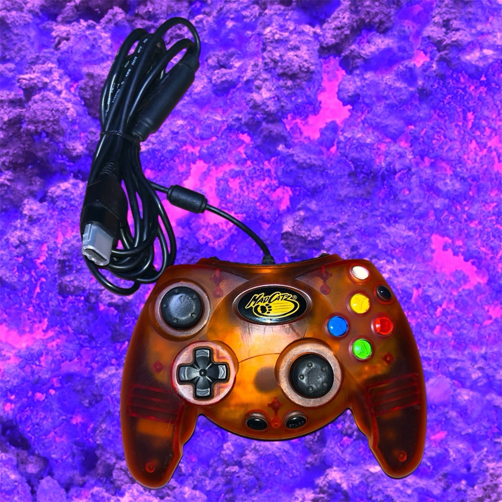 Mad Catz Orange Clear Wired Original Xbox Controller W Breakaway Cable TESTED