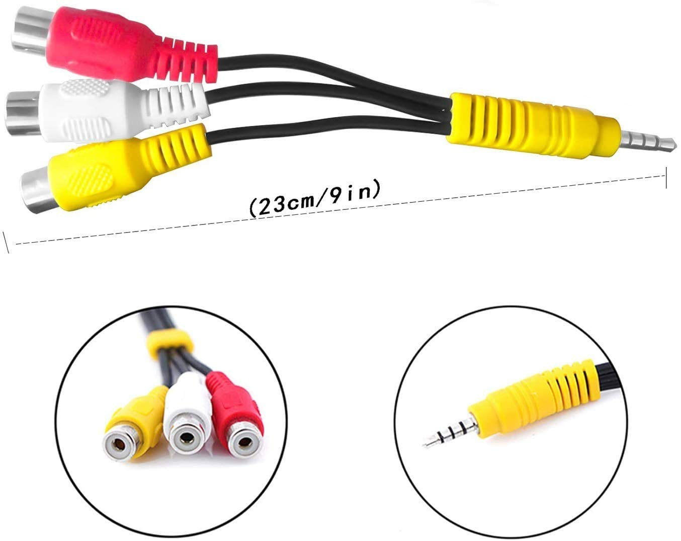 High-Speed 9in AV Adapter from 3 RCA to AV Input – Plug and Play Convenience