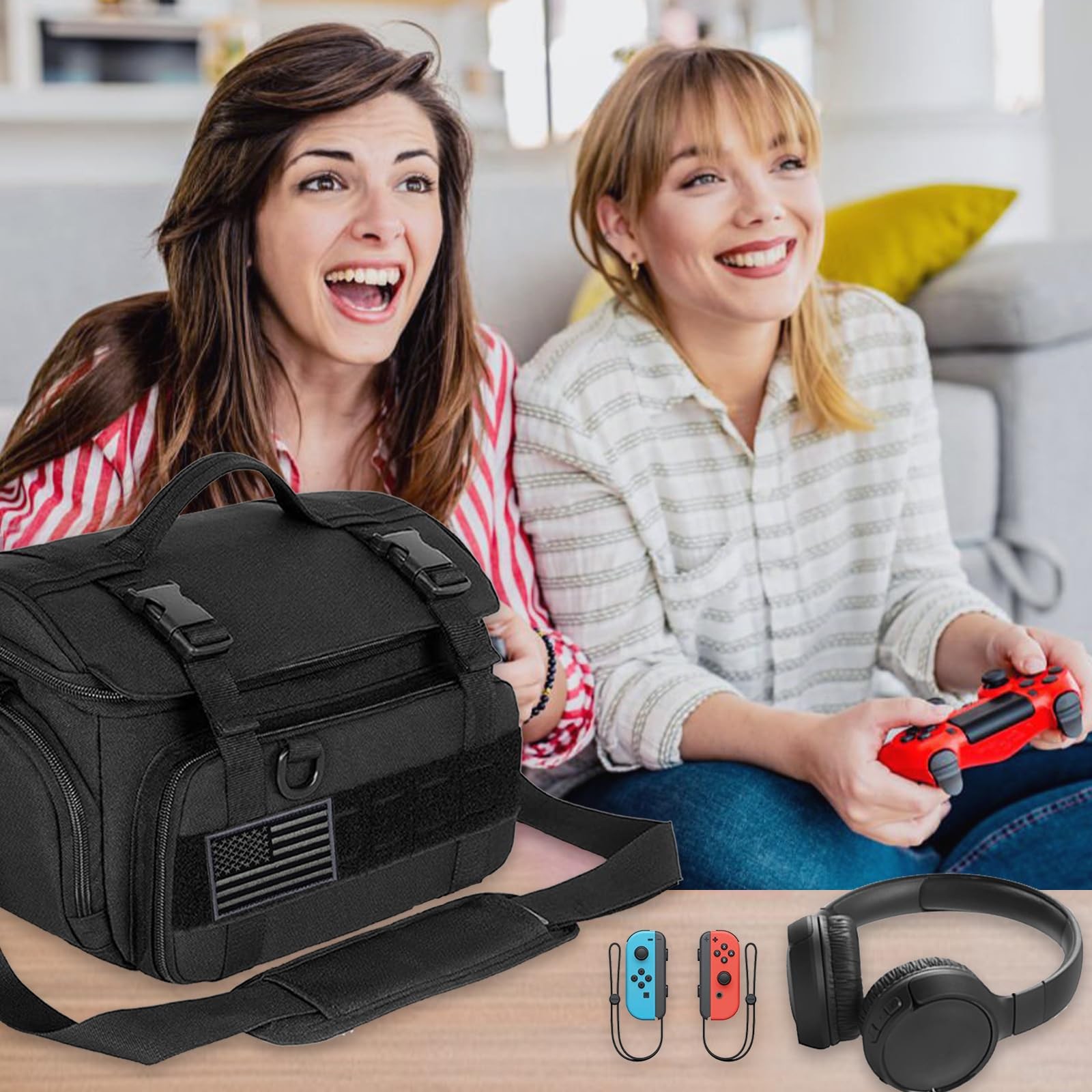 Tactical Gaming Console Travel Bag Case for Switch Steam Deck Portable Organizer