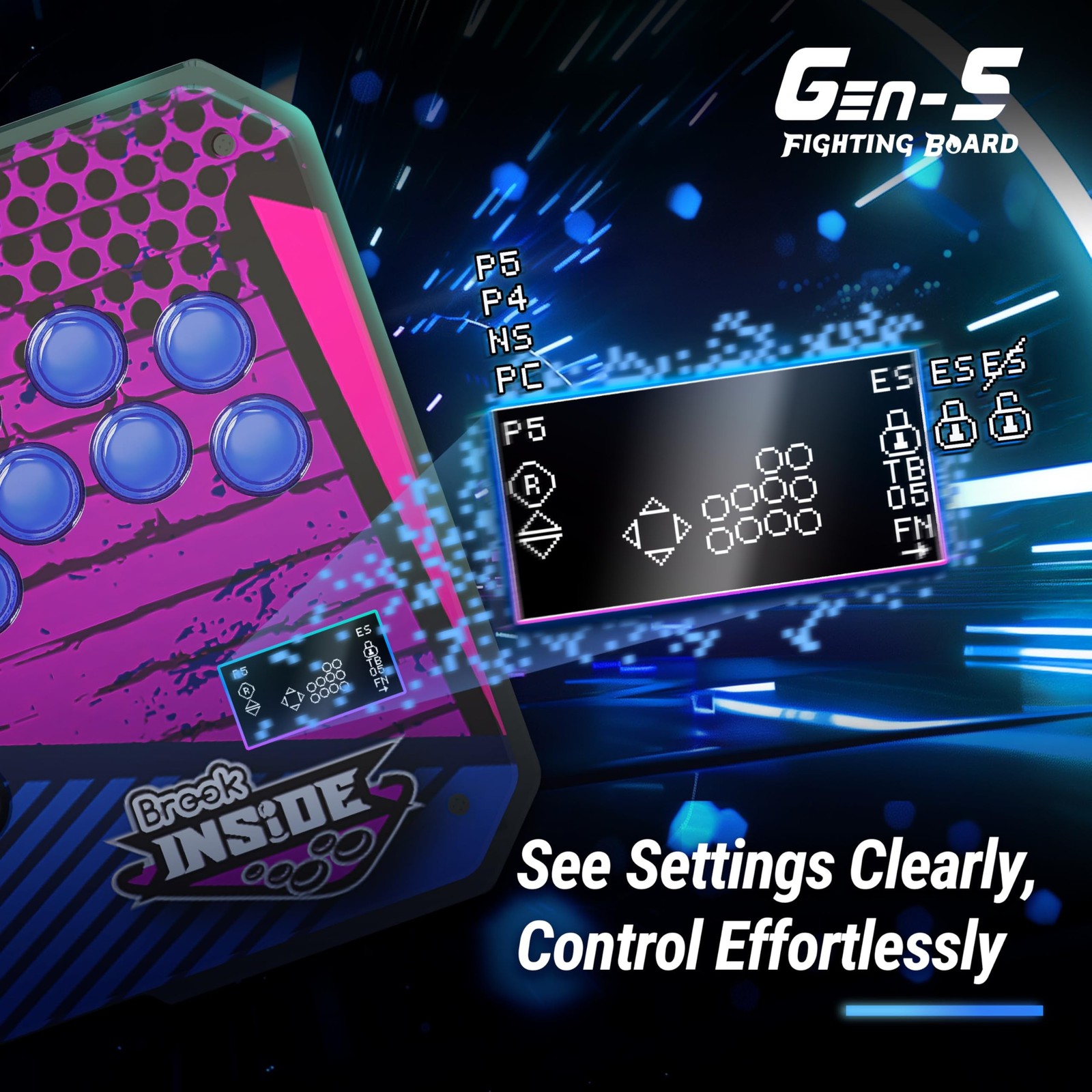 Brook Gaming GEN 5 Wired Fighting Board – Compatible with PS5, PS4, NS, NS