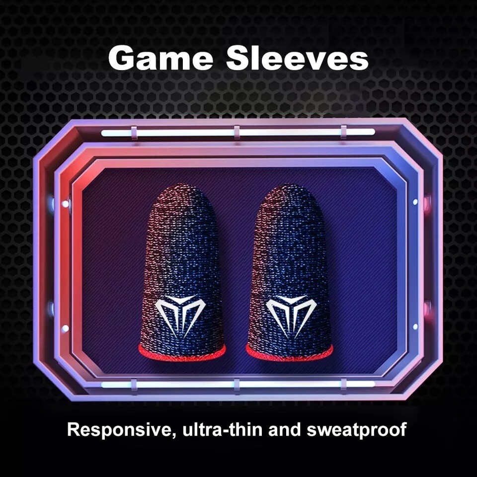 Pair of PUBG Finger Cover Sweat Proof Gaming Thumb Sleeve Red Lining COD Mobile