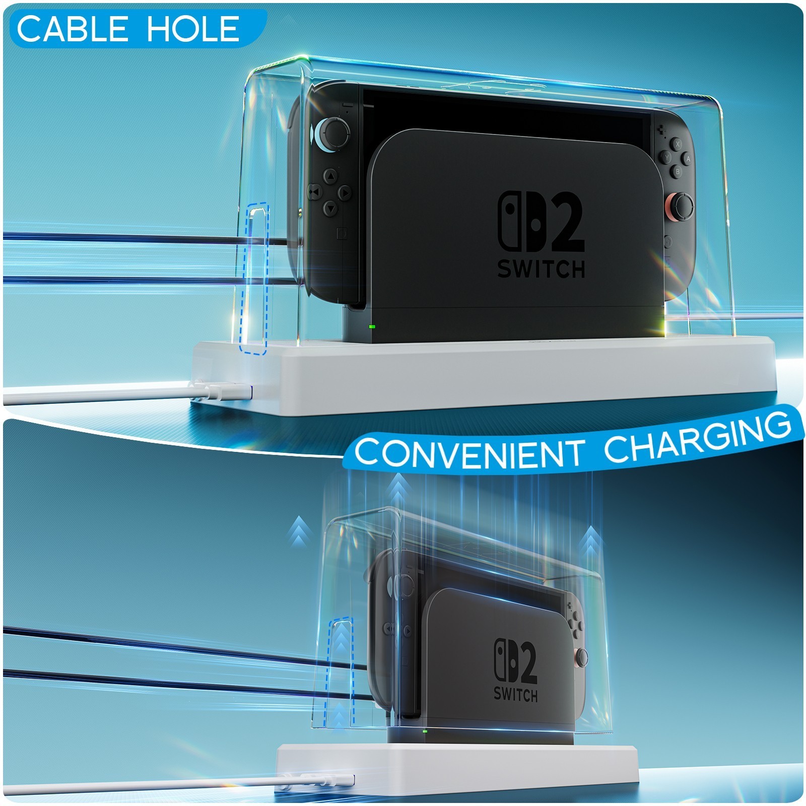 Dust Cover for Switch 2-Acrylic Display Case, Anti-Scratch Waterproof Dock Cover
