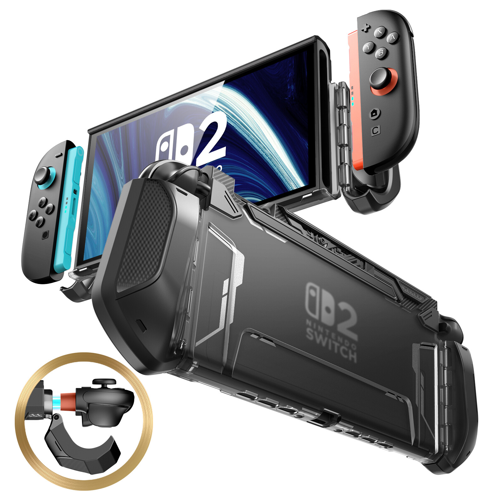 Mumba Full Protection Dockable Case For Nintendo Switch 2 (7.9″) TPU Grip Cover