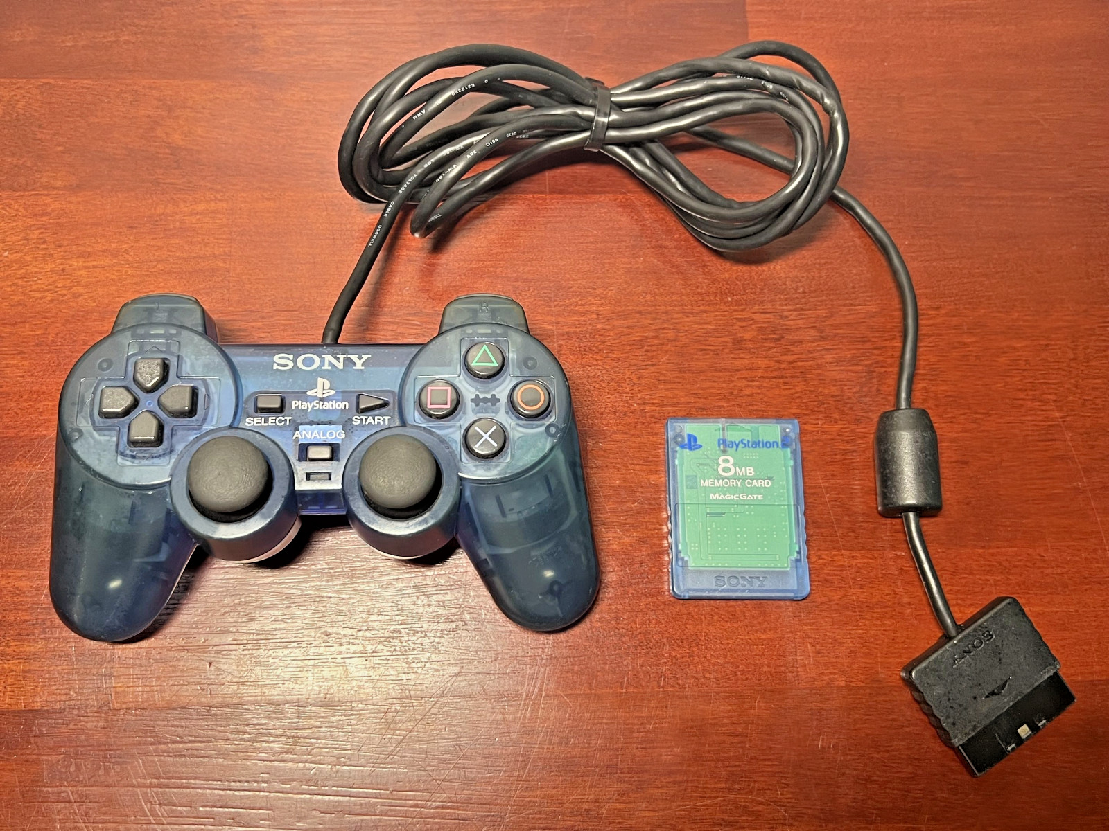 Sony PlayStation 2 PS2 Ocean Blue Clear Controller DualShock 2 OEM SCPH-10010